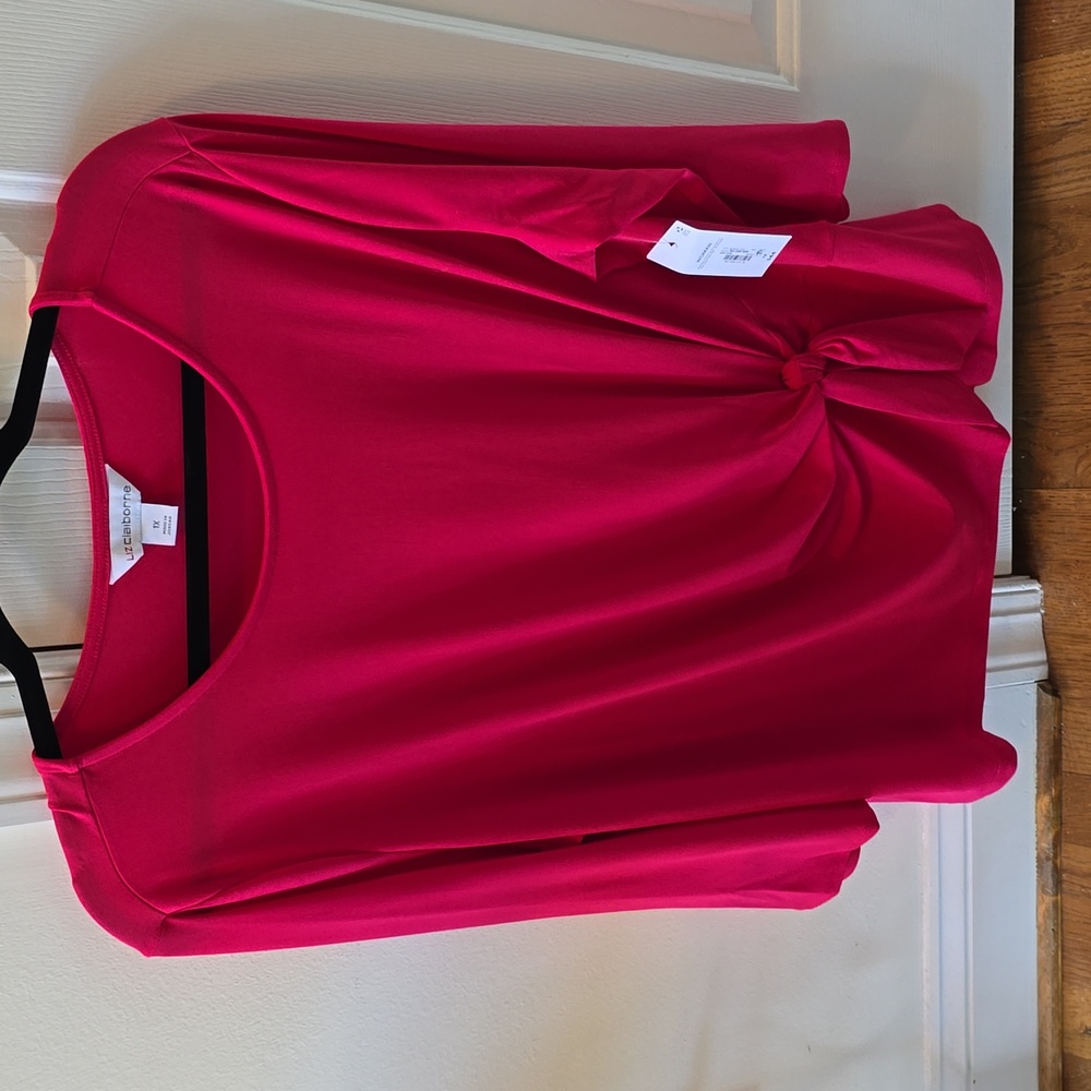 LIZ CLAIBORNE WOMEN'S PLUS SIZE LONG SLEEVE PINK BLOUSE TOP SIZE 2X